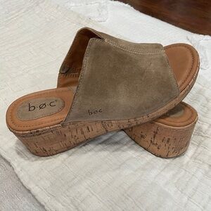 SUEDE Leather Wedge‎ Slip on Sandal